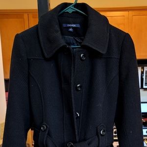 Chadwicks Black Peacoat Single Breasted With Belt.